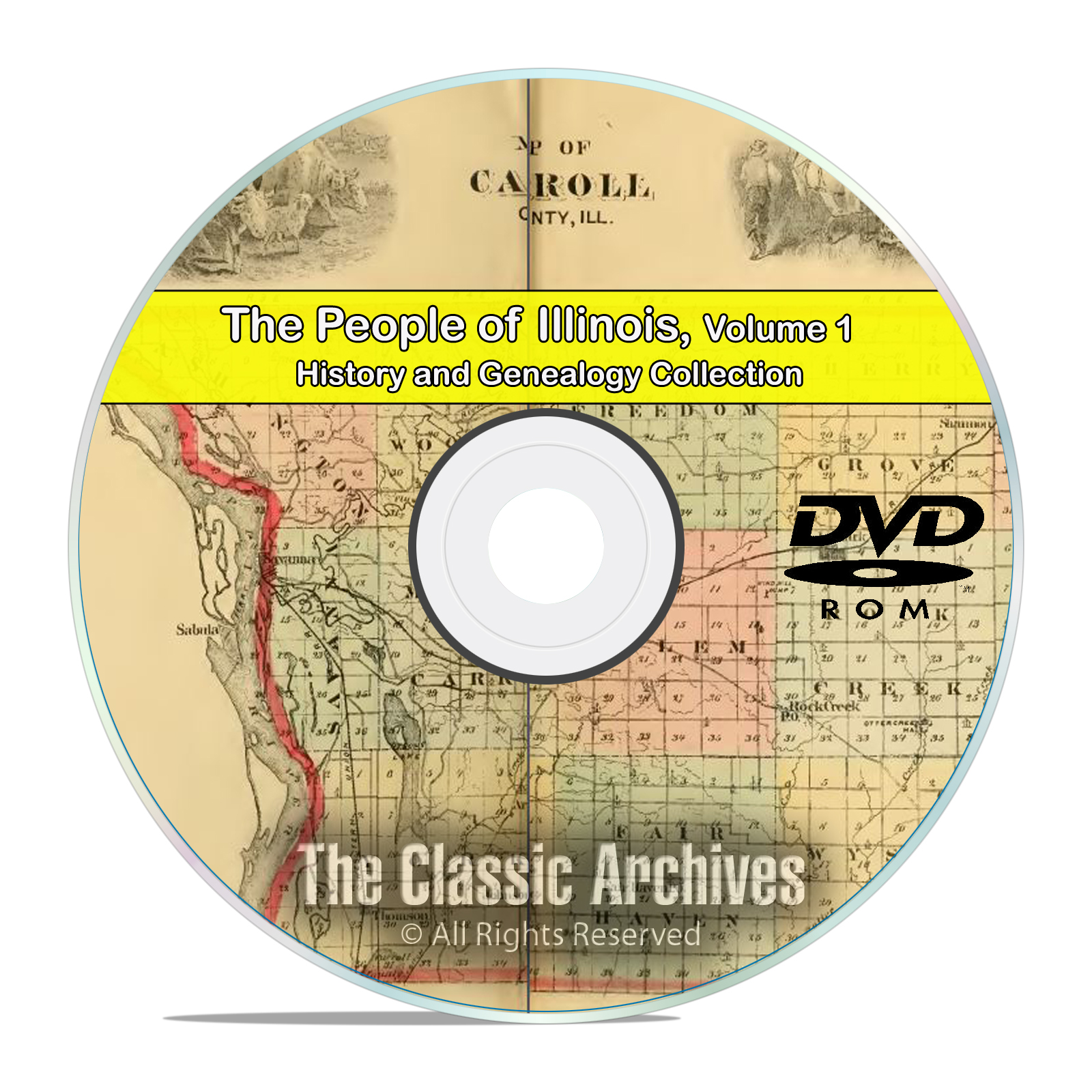 Illinois IL Vol 1, People Cities Towns, History & Genealogy 117 Books DVD